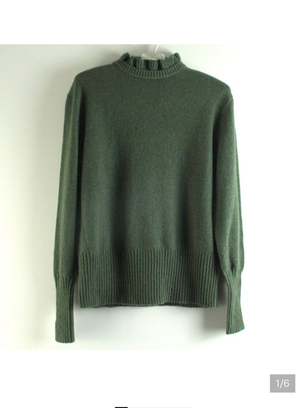 J. Crew Olive Green Women's Ruffle Neck Sweater